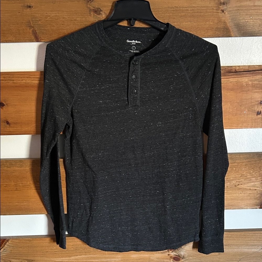Goodfellow & Co Men's Charcoal Long Sleeve Henley Size Small